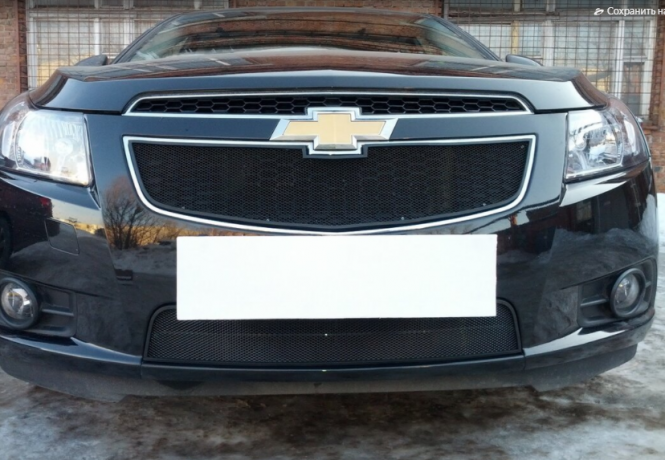 Защита радиатора "Standart" Chevrolet Cruze (2008-2013) верх, чёрная купить недорого с доставкой в Баган