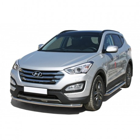 Защита порогов с алюминиевым листом (d63,5) для Hyundai Santa Fe (2012-2016)(Окрашенное) купить недорого с доставкой в Баган
