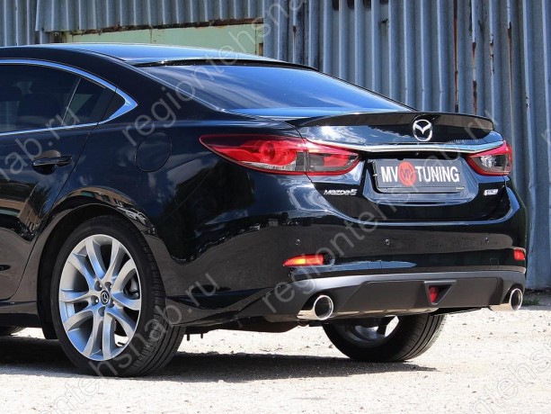 Диффузор заднего бампера var №1 (ровный + стоп сигнал) для Mazda 6 (2013-н.в.) купить недорого с доставкой в Баган