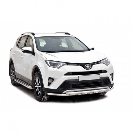 Защита переднего бампера «Труба двойная» (d51) для Toyota RAV4 рестайлинг (2015-н.в.)(Окрашенное) купить недорого с доставкой в Баган