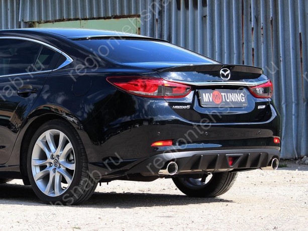 Диффузор заднего бампера var №2 (с килями + стоп сигнал) для Mazda 6 (2013-н.в.) купить недорого с доставкой в Баган