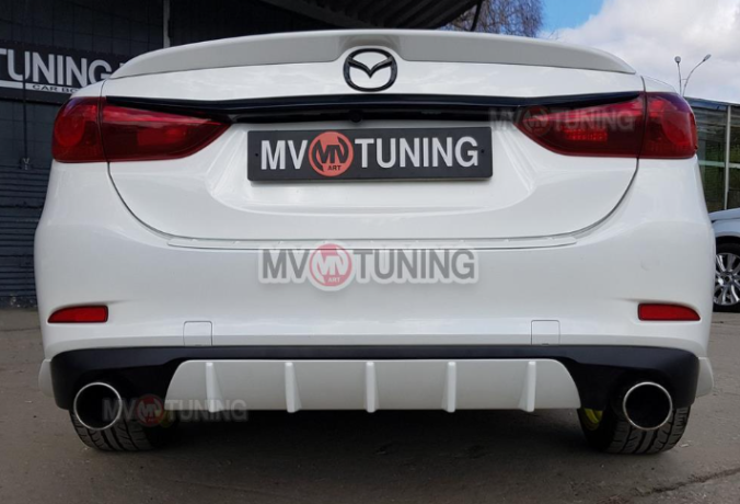 Диффузор заднего бампера var №4 (с килями) для Mazda 6 (2013 - н.в.) купить недорого с доставкой в Баган