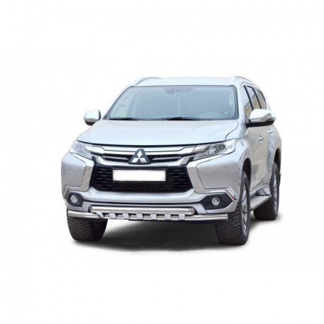 Защита переднего бампера «Труба двойная» (d63,5) для Mitsubishi Pajero Sport (2017-н.в.)(Окрашенное) купить недорого с доставкой в Баган