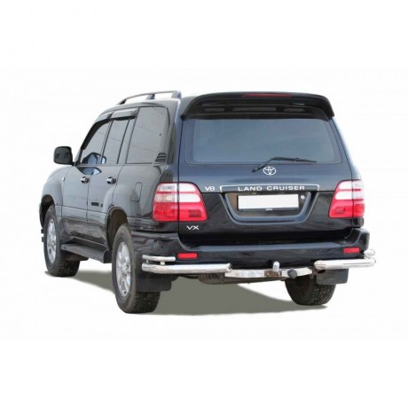 Защита заднего бампера «Уголки двойные» (d76) для Toyota Land Cruiser 100 (1998-2007)(Окрашенное) купить недорого с доставкой в Баган