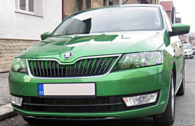 Спойлер переднего бампера (текстурный пластик) для Skoda Rapid (2012-н.в.) купить недорого с доставкой в Баган