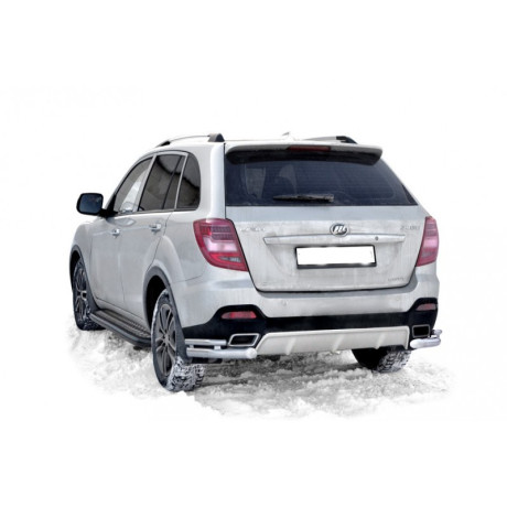 Защита заднего бампера «Уголки двойные» (d63,5) для Lifan X60 (2016-н.в.)(Нерж. Сталь) купить недорого с доставкой в Баган