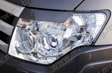 Накладки на фары (реснички) для Mitsubishi Pajero 4 (2006-2015) купить недорого с доставкой в Баган