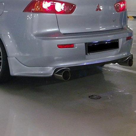 Накладка (юбка) заднего бампера "Zodiak" var №2 (двойной выхлоп) для Mitsubishi Lancer X (2007-2016) купить недорого с доставкой в Баган