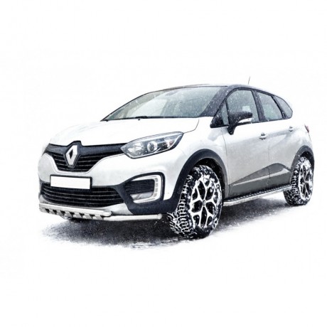 Защита порогов с алюминиевым листом (d51) для Renault Kaptur (2016-н.в.)(Окрашенное) купить недорого с доставкой в Баган
