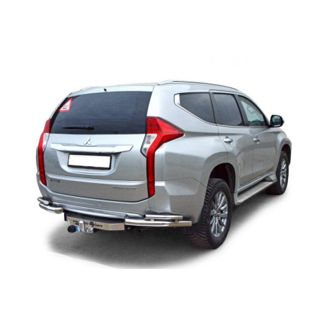 Защита заднего бампера «Уголки двойные» для Mitsubishi Pajero Sport (2017-н.в.)(Нерж. Сталь) купить недорого с доставкой в Баган