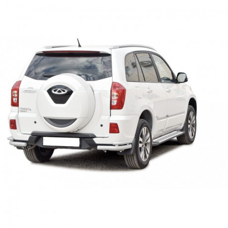 Защита заднего бампера «Уголки двойные» (d63,5) для Chery Tiggo 3 (2017-2018)(Окрашенное) купить недорого с доставкой в Баган