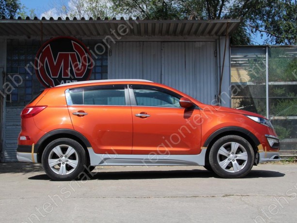 Накладки на пороги "JSW Style" для KIA Sportage (3rd) (2010-2016) купить недорого с доставкой в Баган
