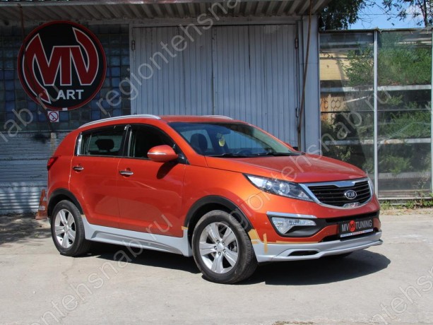 Накладки на пороги "JSW Style" для KIA Sportage (3rd) (2010-2016) купить недорого с доставкой в Баган